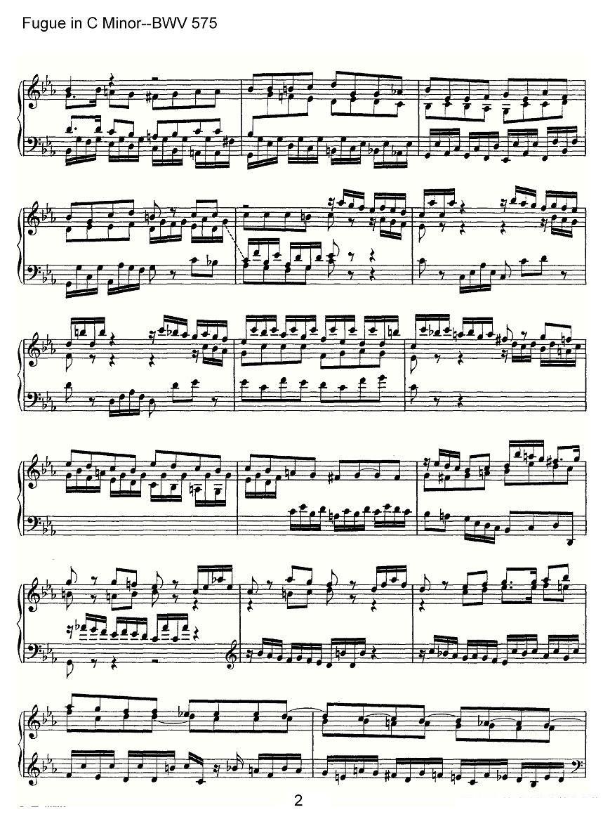 Fugue in C Minor--BWV 575（管风琴谱） -  简谱第2页