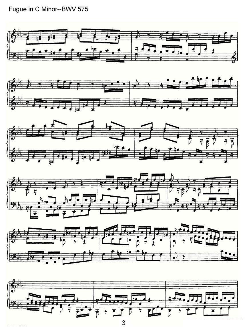 Fugue in C Minor--BWV 575（管风琴谱） -  简谱第3页