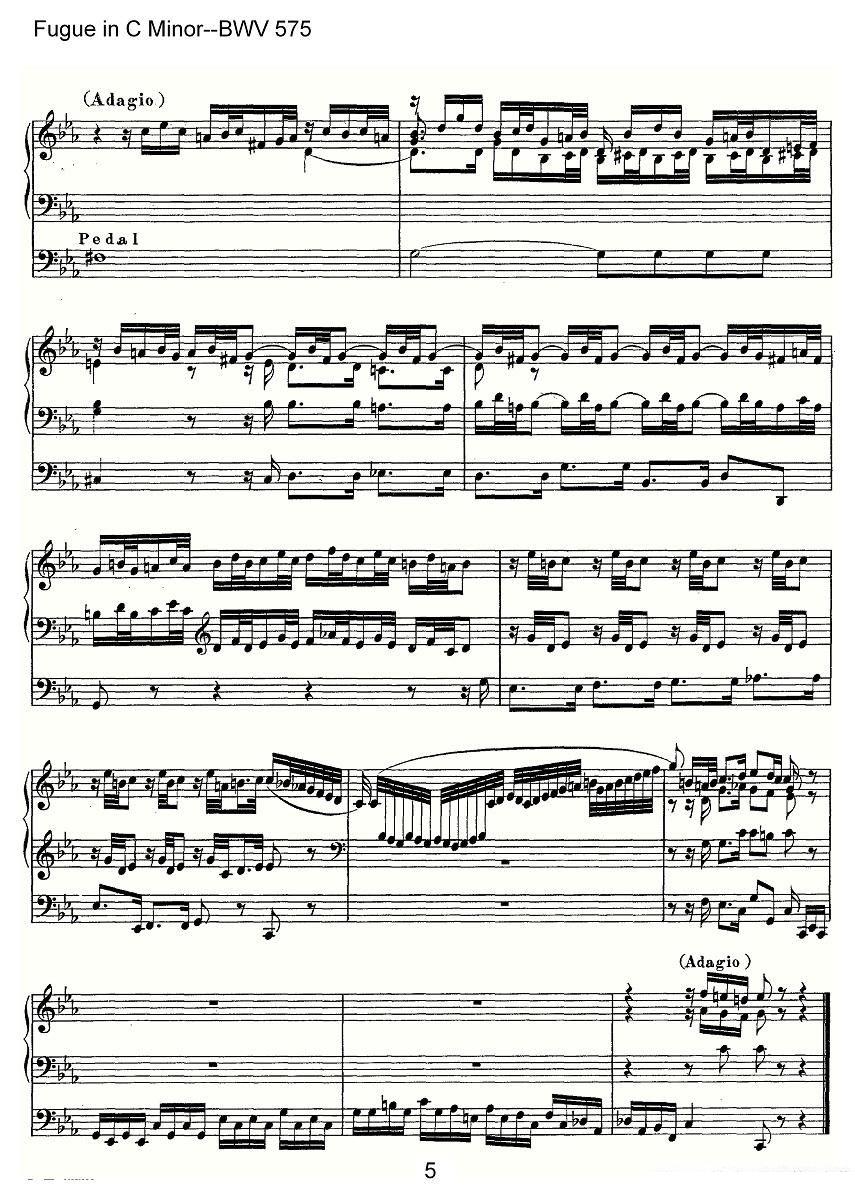Fugue in C Minor--BWV 575（管风琴谱） -  简谱第5页