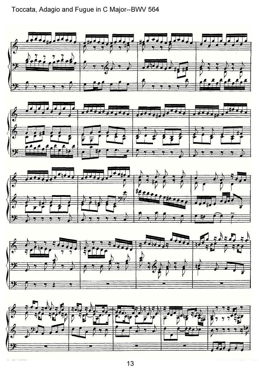 Toccata, Adagio and Fugue in C Major--BWV 564（管风琴谱） -  简谱第13页