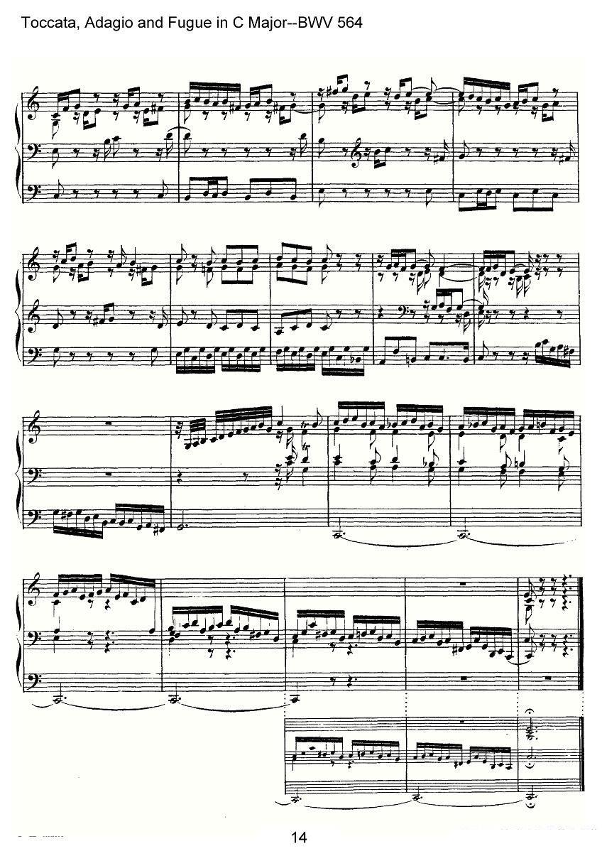 Toccata, Adagio and Fugue in C Major--BWV 564（管风琴谱） -  简谱第14页