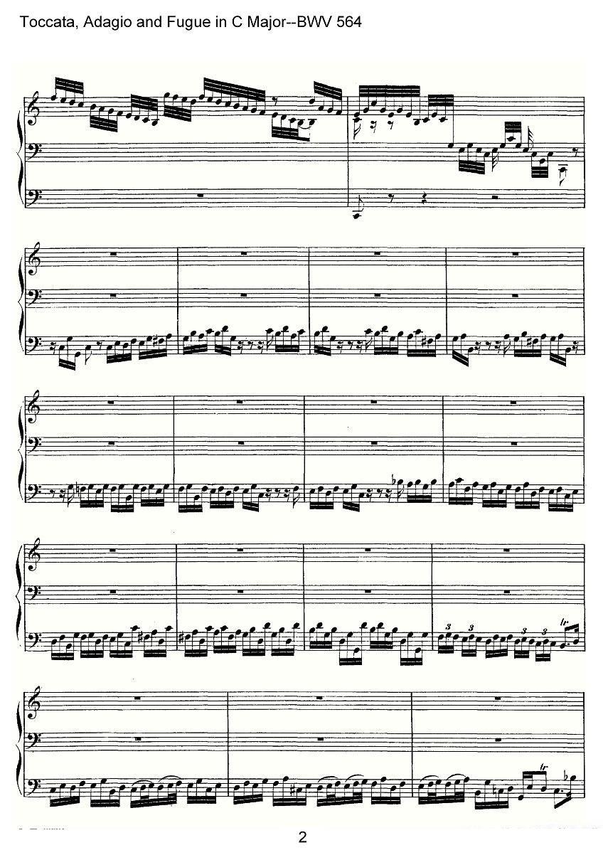 Toccata, Adagio and Fugue in C Major--BWV 564（管风琴谱） -  简谱第2页