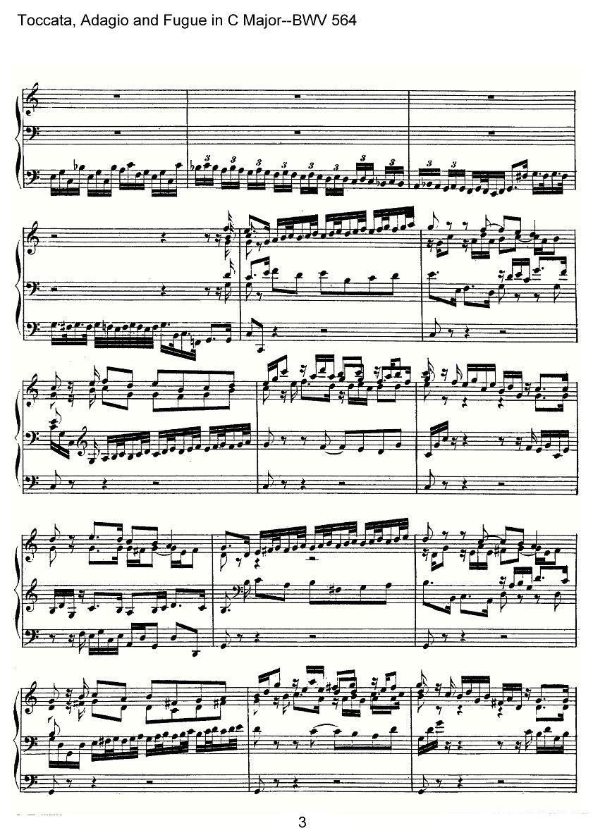 Toccata, Adagio and Fugue in C Major--BWV 564（管风琴谱） -  简谱第3页