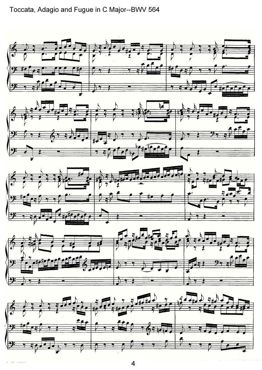 Toccata, Adagio and Fugue in C Major--BWV 564（管风琴谱） -  简谱第4页