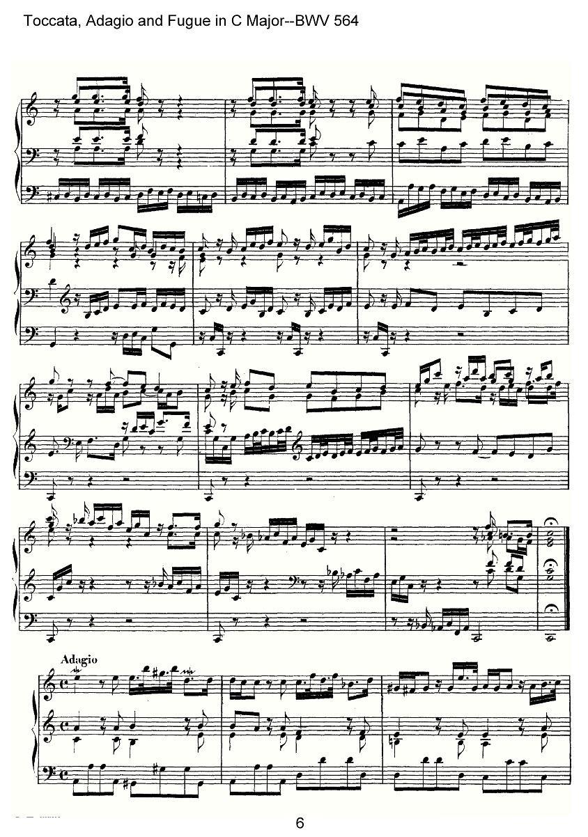 Toccata, Adagio and Fugue in C Major--BWV 564（管风琴谱） -  简谱第6页