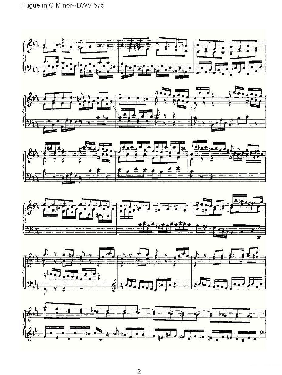Fugue in C Minor--BWV 575 （管风琴谱） -  简谱第2页