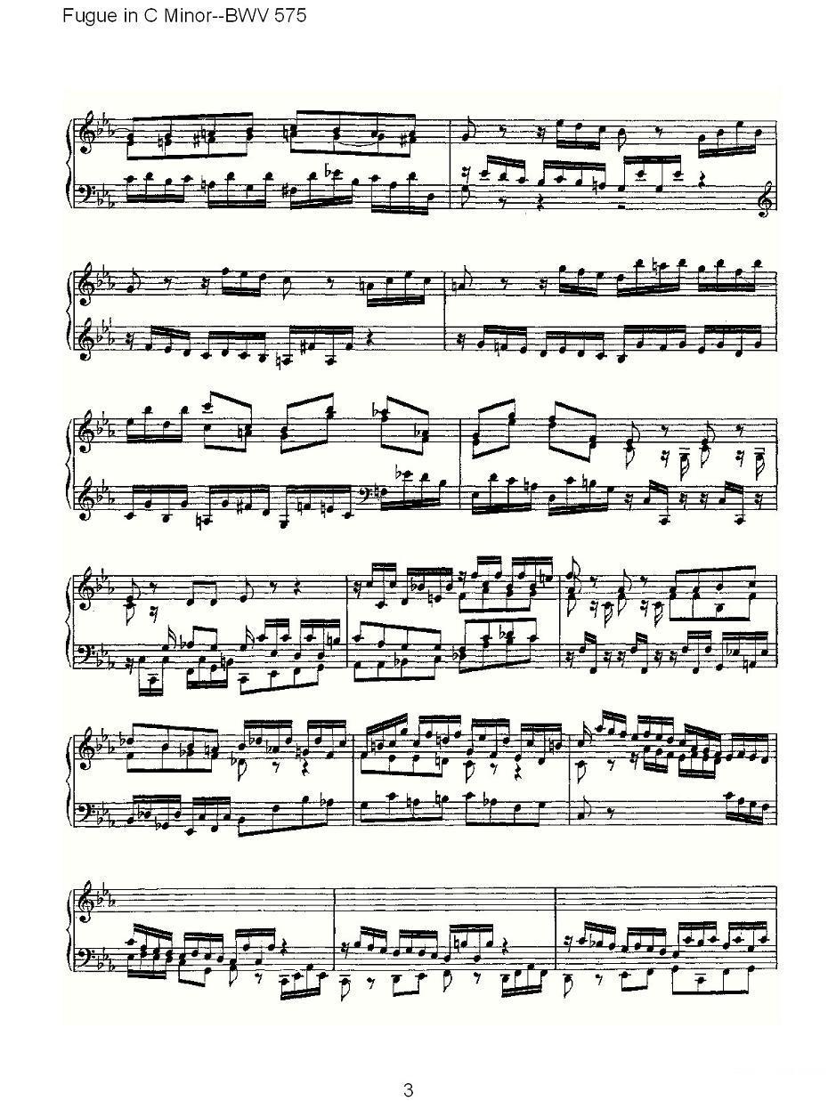 Fugue in C Minor--BWV 575 （管风琴谱） -  简谱第3页