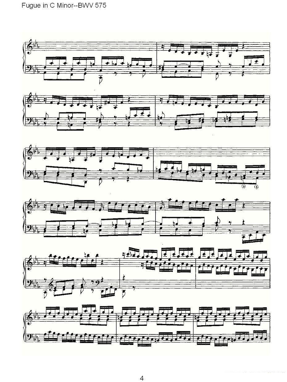 Fugue in C Minor--BWV 575 （管风琴谱） -  简谱第4页
