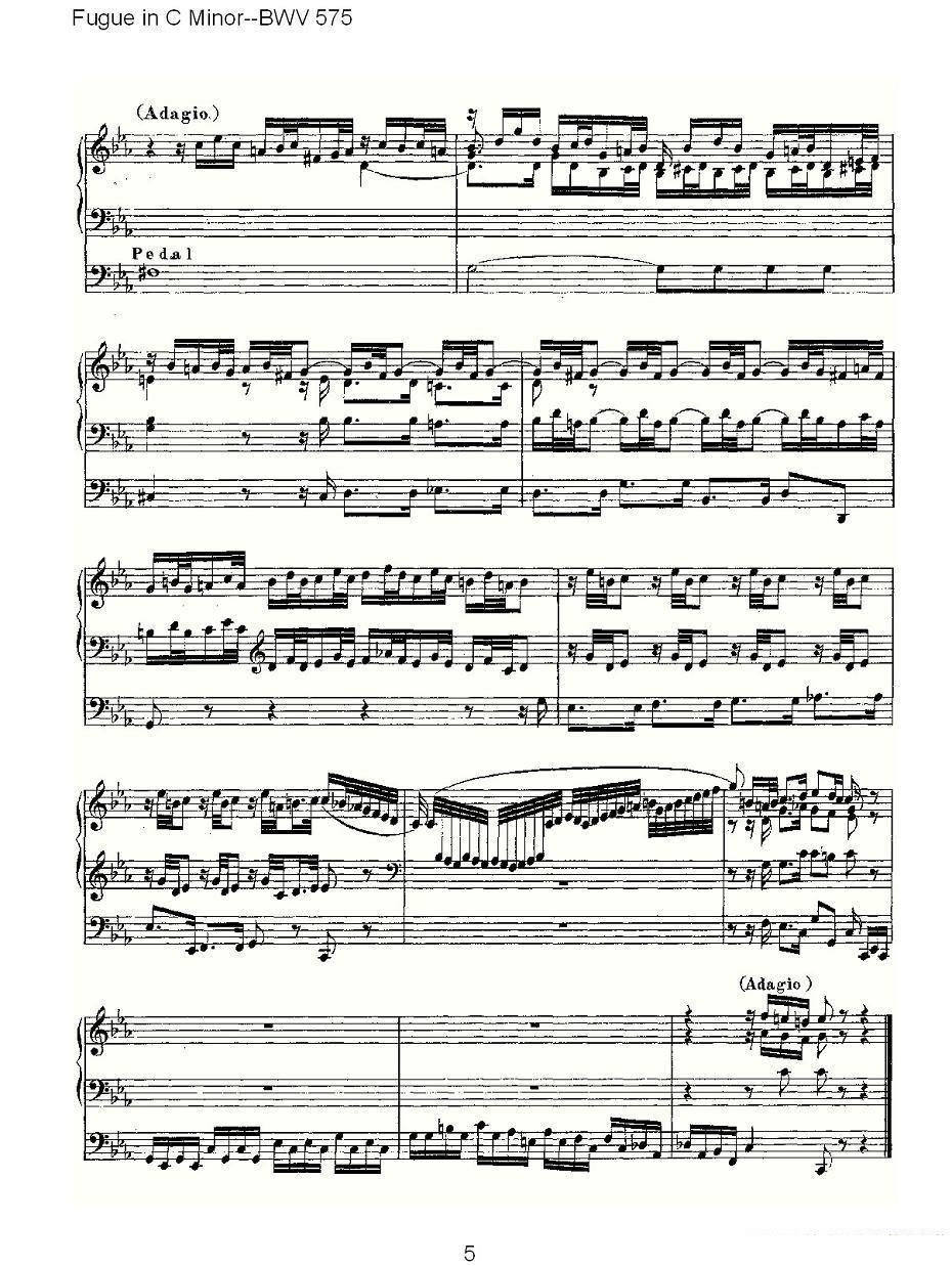 Fugue in C Minor--BWV 575 （管风琴谱） -  简谱第5页