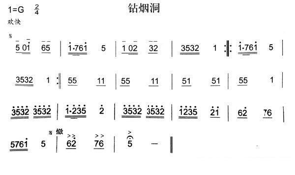 钻烟洞（秦腔弦乐曲牌） -  简谱第1页