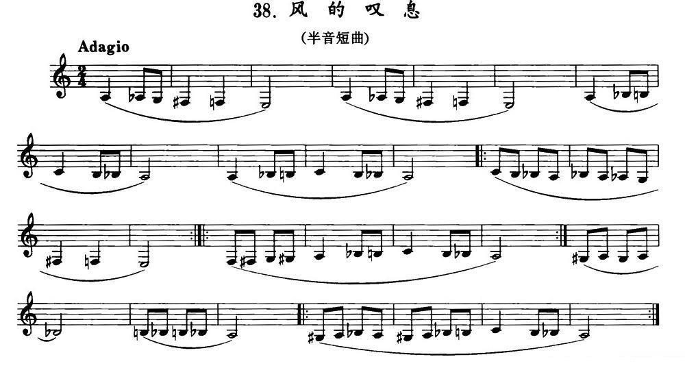 风的叹息（单簧管）半音短曲 -  简谱第1页