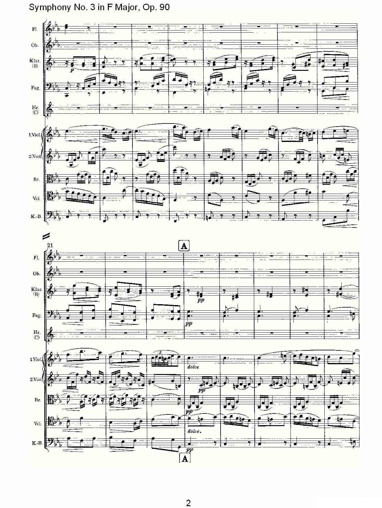 约翰内斯·勃拉姆斯《F大调第三交响曲, Op.90第三乐章》 -  简谱第2页