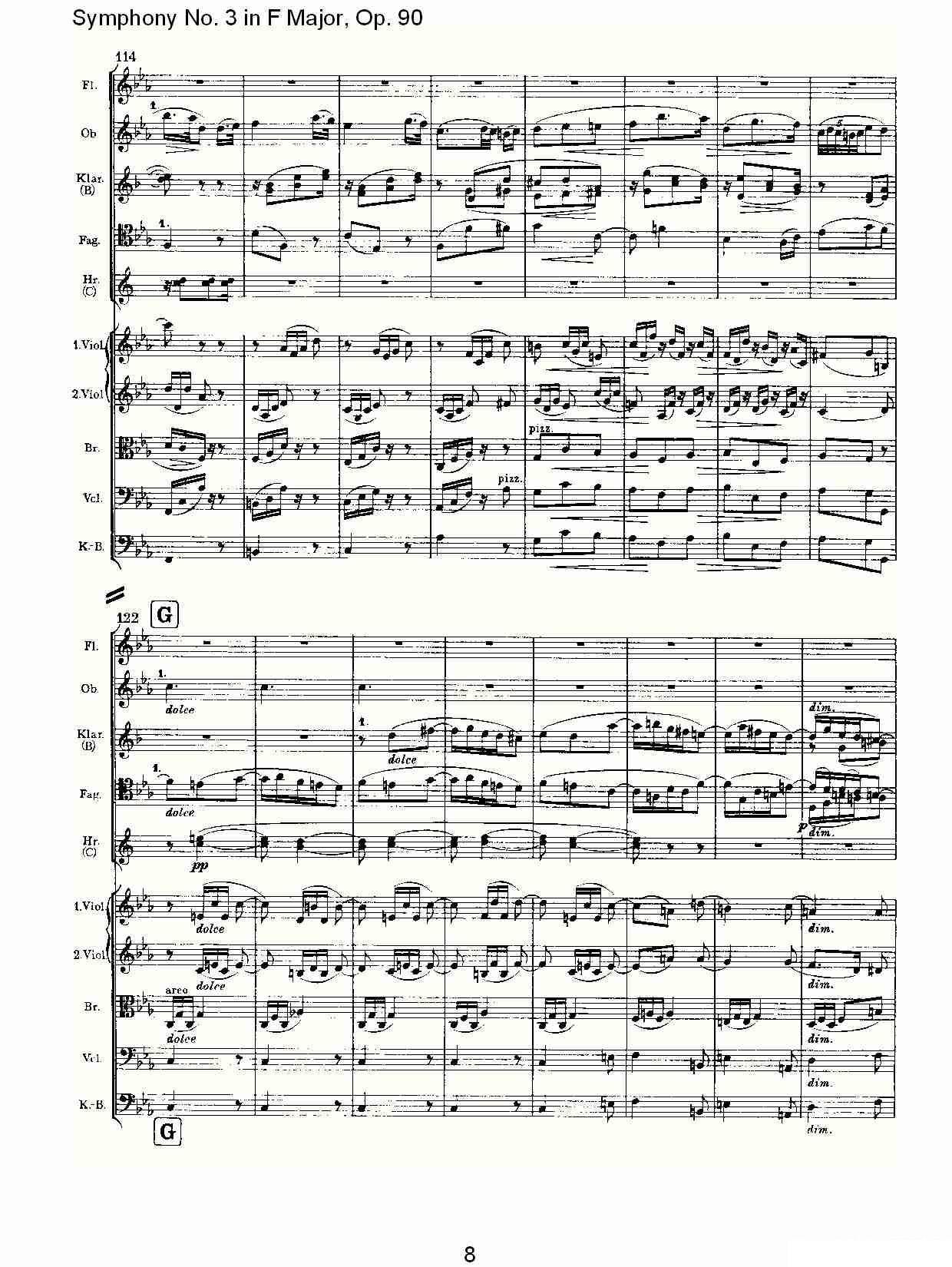 约翰内斯·勃拉姆斯《F大调第三交响曲, Op.90第三乐章》 -  简谱第8页