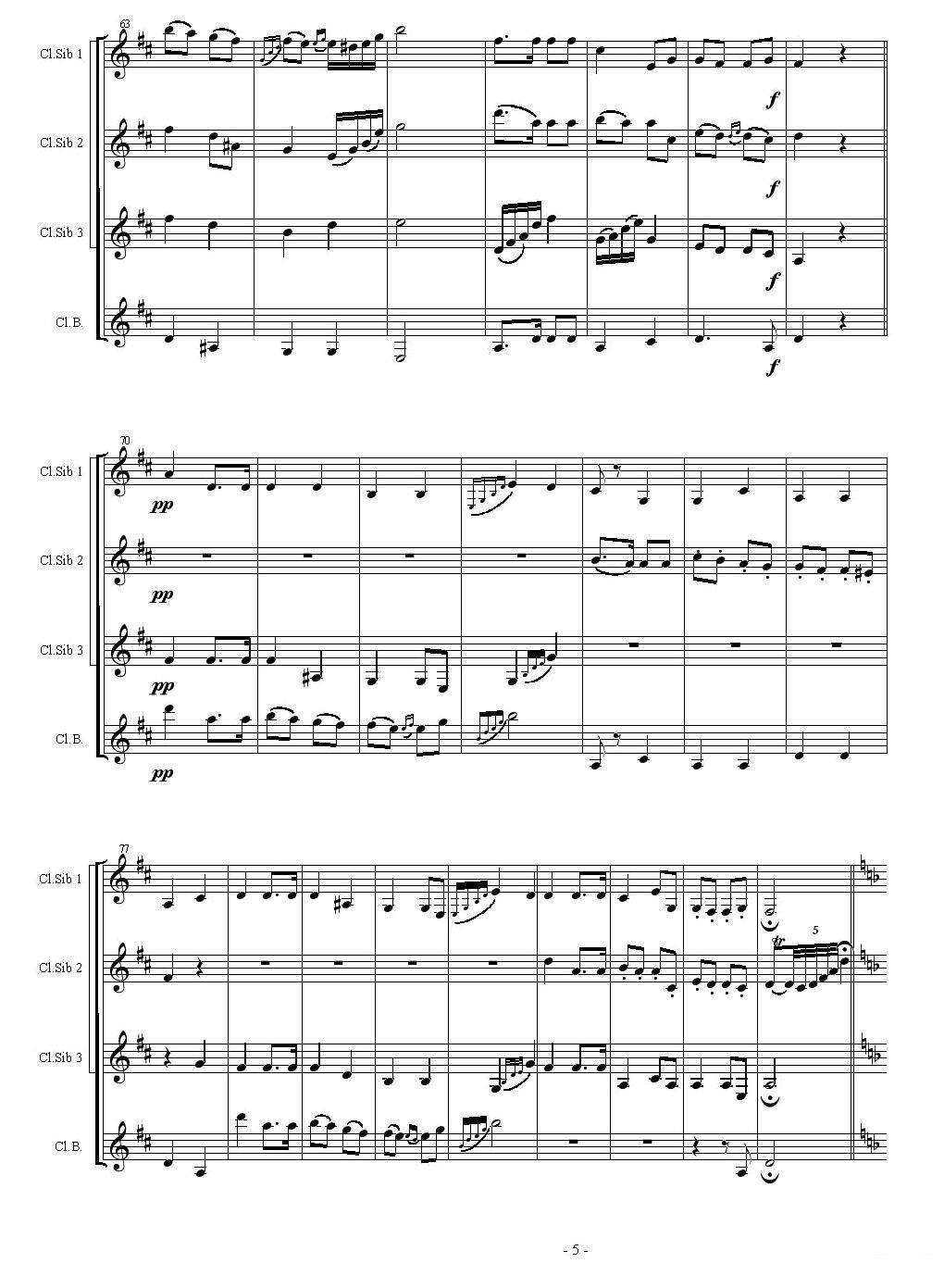 单簧管四重奏：CZARDAS（查尔达斯） -  简谱第5页