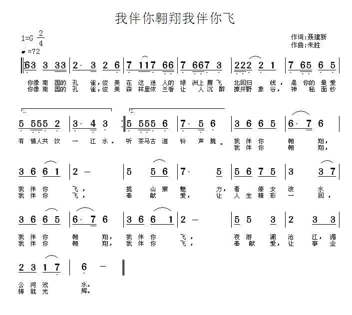 我伴你翱翔我伴你飞（朱胜曲 聂建新词） -  简谱第1页
