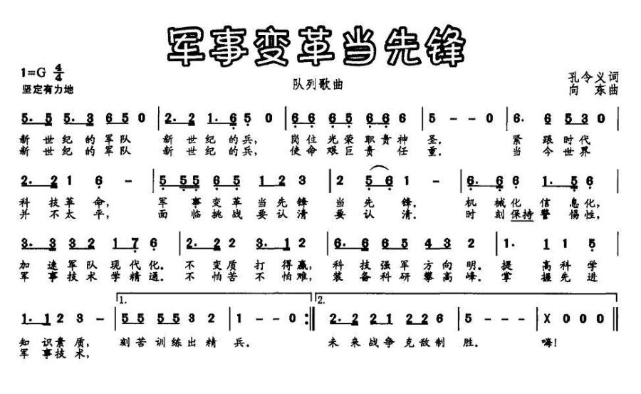 军事变革当先锋（又名：军事变革当先锋） -  简谱第1页