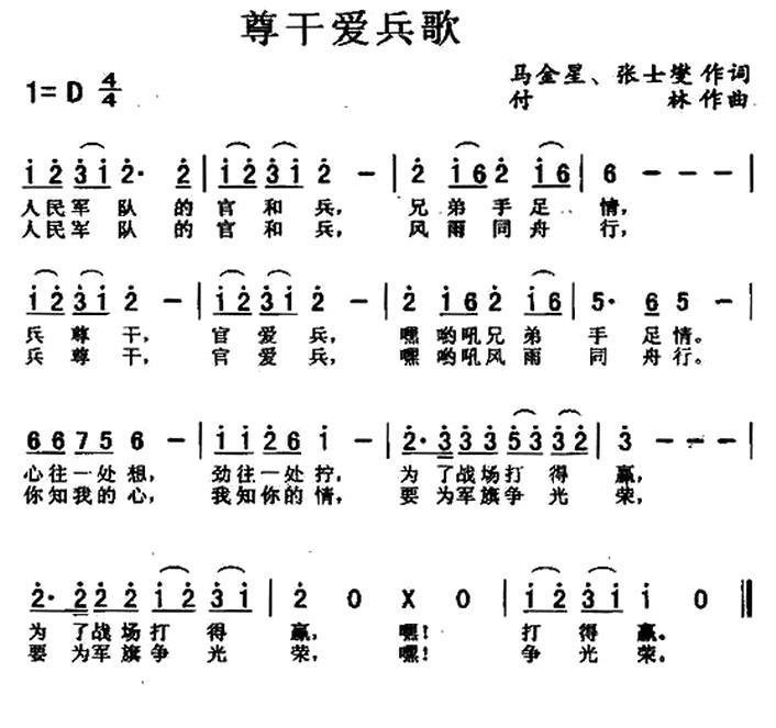 尊干爱兵歌（付林曲 马金星词） -  简谱第1页