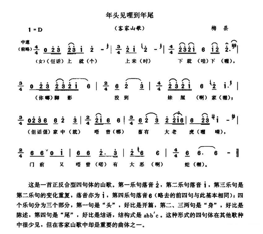 年头见哩到年尾（客家山歌） -  简谱第1页