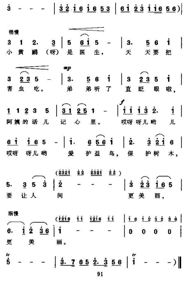 树上有只小黄鹂（童声独唱）（2/2） -  简谱第1页