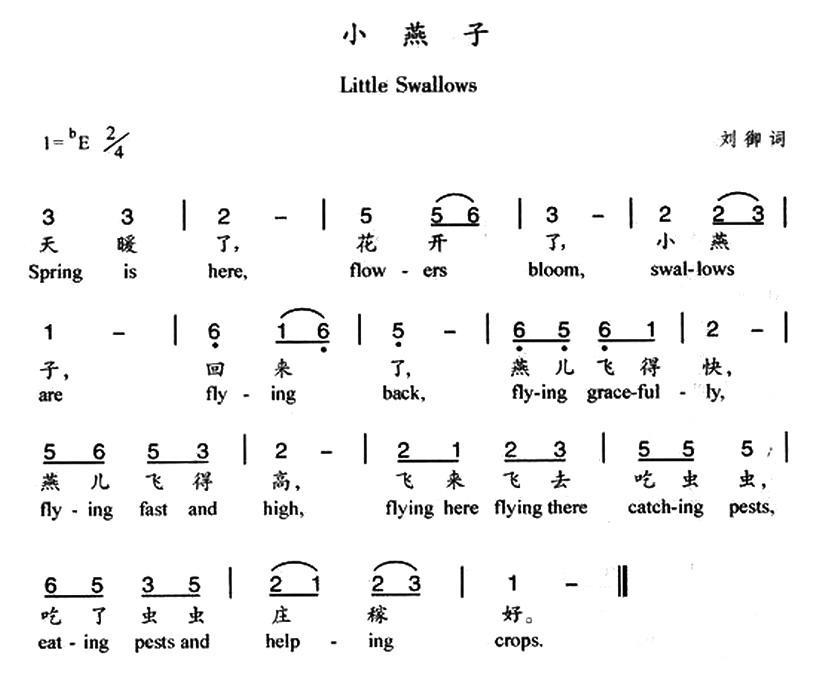 小燕子（汉英双语） -  简谱第1页
