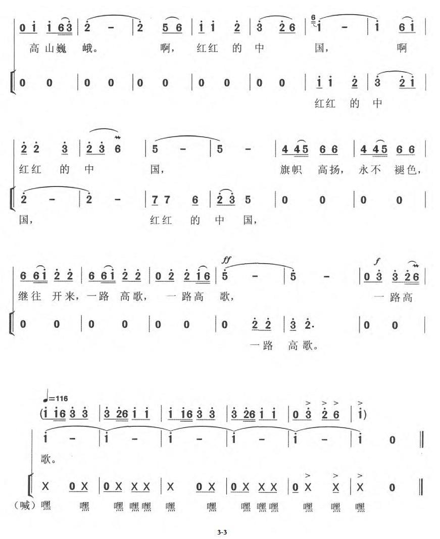 红红的中国（卢利军词 郭俊、郭炳谦曲）（2/2） -  简谱第1页