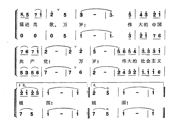 万岁，伟大的社会主义祖国（张万林曲 吕桂宝词）（2/2） -  简谱第1页