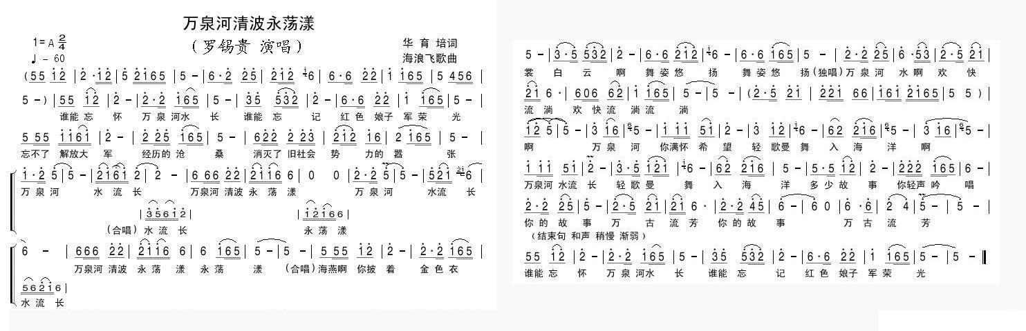 万泉河清波永荡漾（海浪飞歌曲 华育培词）（2/2） -  简谱第1页