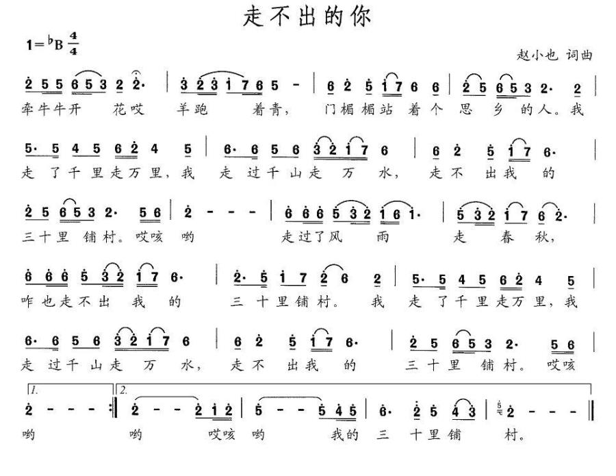 走不出的你（赵小也词曲） -  简谱第1页
